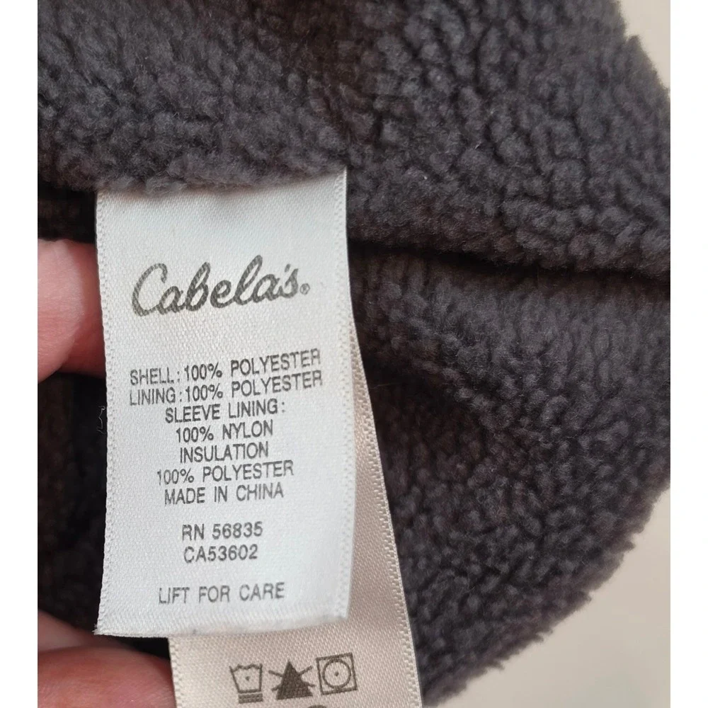 Cabelas Mens 3-Season Bomber Jacket Black Fleece Lined Windbreaker Vintage Y2K M